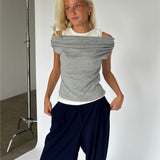 HENNA off shoulder top, grå