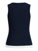Produktbillede af navy Henna top. Set bagfra. Fra BySofieSønderby