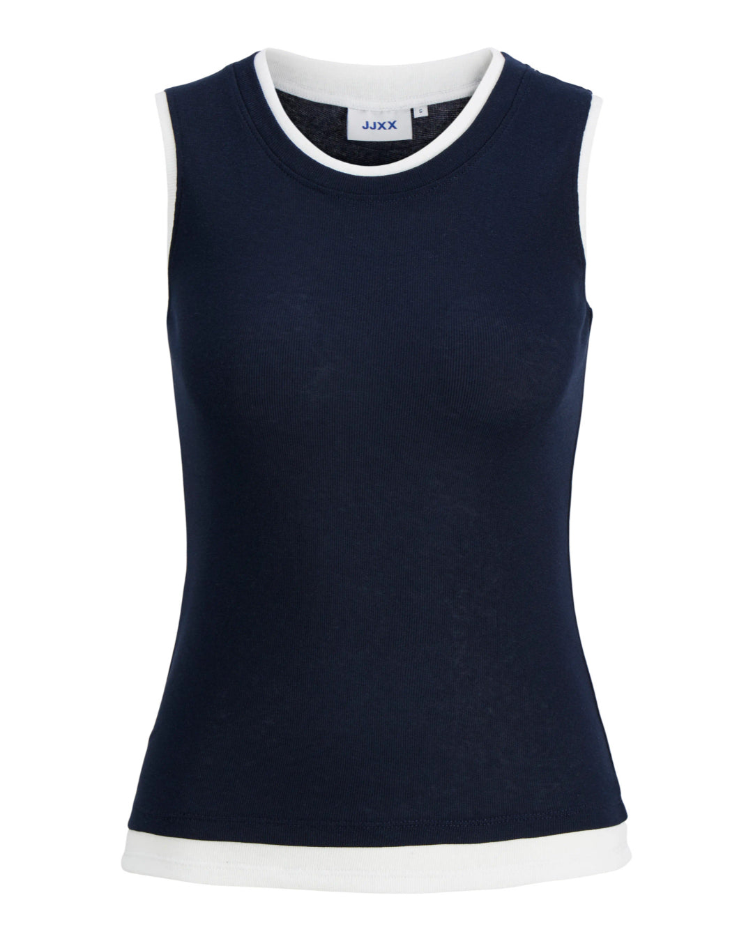 Produktbillede af navy Henna top. Set forfra. Fra BySofieSønderby