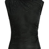 Produktbillede af sort HOLLY top med sten. Set bagfra. Fra BySofieSønderby