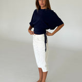 RITA kortærmet bluse, navy