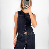 INDIE denim top, mørkeblå