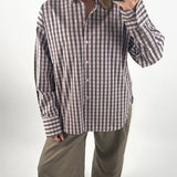 JAMIE skjorte, ternet lyserød/brun