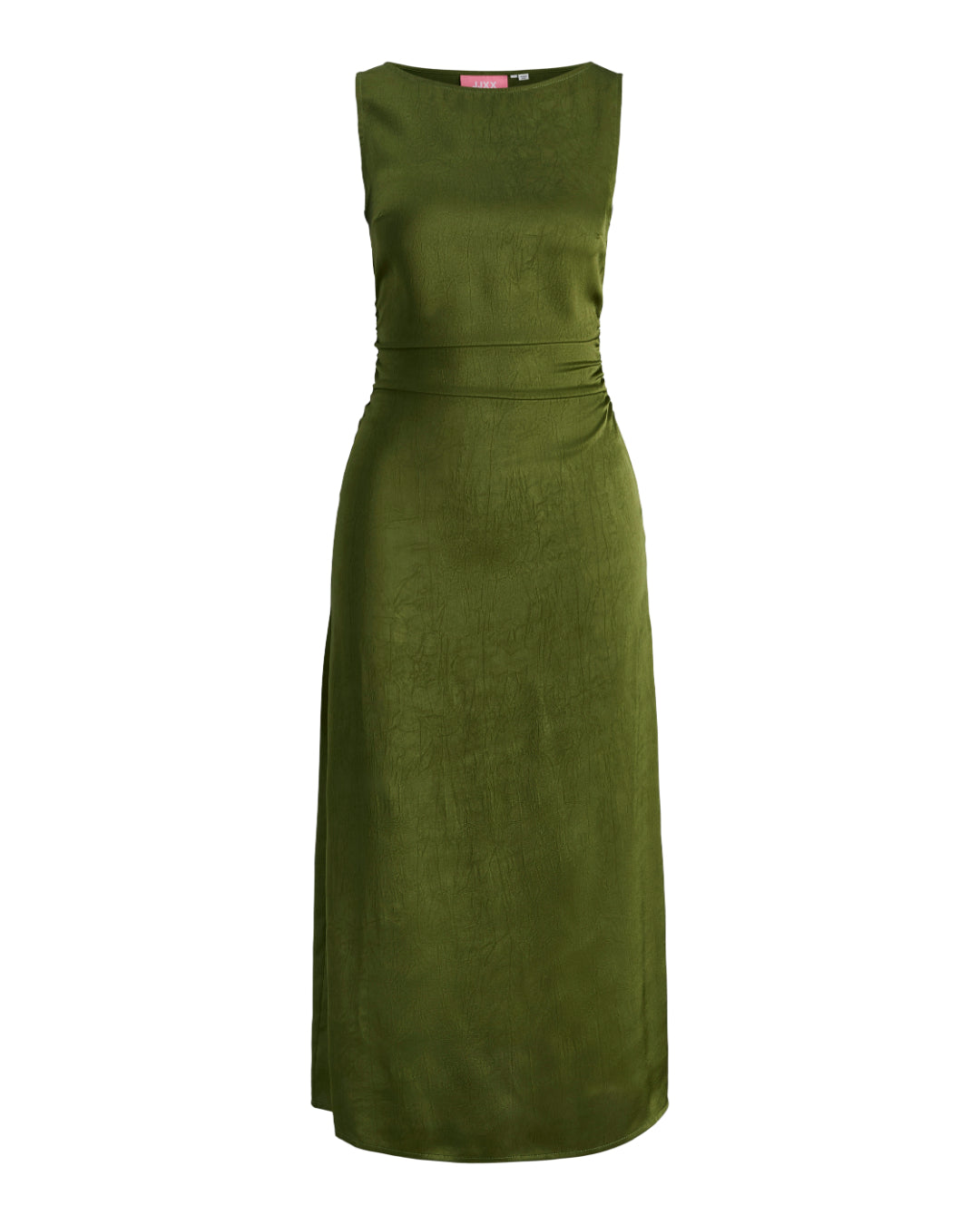 Produktbillede af grøn JANE kjole. Set forfra. BySofieSønderby.