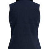 Produktfoto af navyblå KATE vest set bagfra. Bagrund er hvid. Fra BySofieSønderby