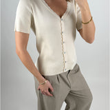 KELLY kortærmet cardigan, beige