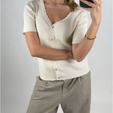 KELLY kortærmet cardigan, beige