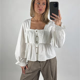 KHLOE flæse bluse, hvid