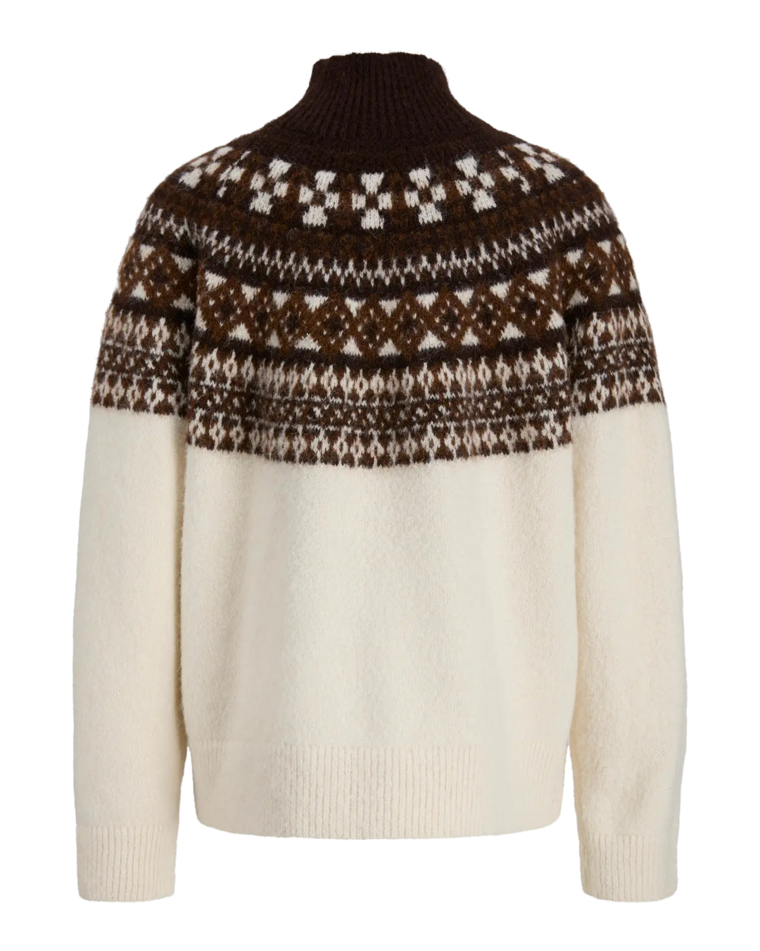 Produktbillede af hvid KRISTIN striktrøje. Set bagfra. Fra BySofieSønderby.