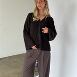 LUCY langærmet strik cardigan, brun