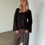 LUCY langærmet strik cardigan, brun