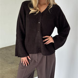 LUCY langærmet strik cardigan, brun