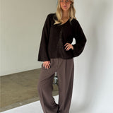 LUCY langærmet strik cardigan, brun