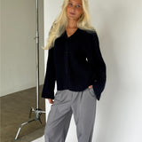 LUCY langærmet strik cardigan, navy
