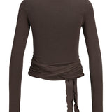 Produktfoto af Luna cardigan i brun. På hvid baggrund. Fra by Sofie Sønderby