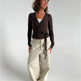 LUNA wrap bluse, brun