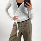 LUNA wrap bluse, hvid