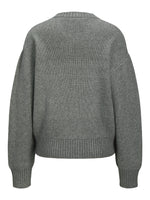 Produktfoto af grå Maeve strikcardigan med lynlås på hvid baggrund. Fra BySofieSønderby