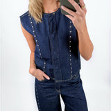 MAE denim top, mørkeblå