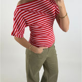 MAZIE boatneck top, rød