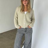 MEGAN strik cardigan, beige