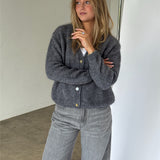 MEGAN strik cardigan, grå