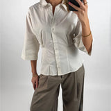 MERLE waisted skjorte, creme