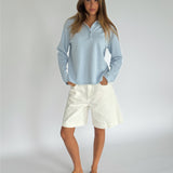 MILLIE polo bluse, lyseblå
