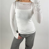 MINA boatneck bluse, hvid