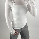 MINA boatneck bluse, hvid