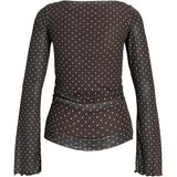 Produktbillede af Minna bluse i brun med hvide prikker. Fra BySofieSønderby
