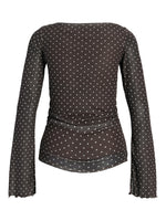 Produktbillede af Minna bluse i brun med hvide prikker. Fra BySofieSønderby