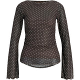 Produktbillede af Minna bluse i brun med hvide prikker. Fra BySofieSønderby