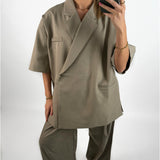 MINNIE oversized kortærmet blazer, beige