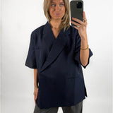 MINNIE oversized kortærmet blazer, navy