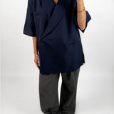 MINNIE oversized kortærmet blazer, navy