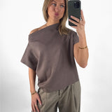 MONA one shoulder top, brun