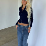 MONIKA zip bluse, navy