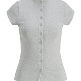 Produktbillede af grå MYA bluse. Set forfra. Fra BySofieSønderby