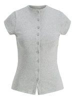 Produktbillede af grå MYA bluse. Set forfra. Fra BySofieSønderby