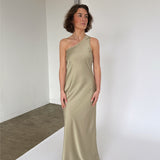 NAT one shoulder kjole, grøn