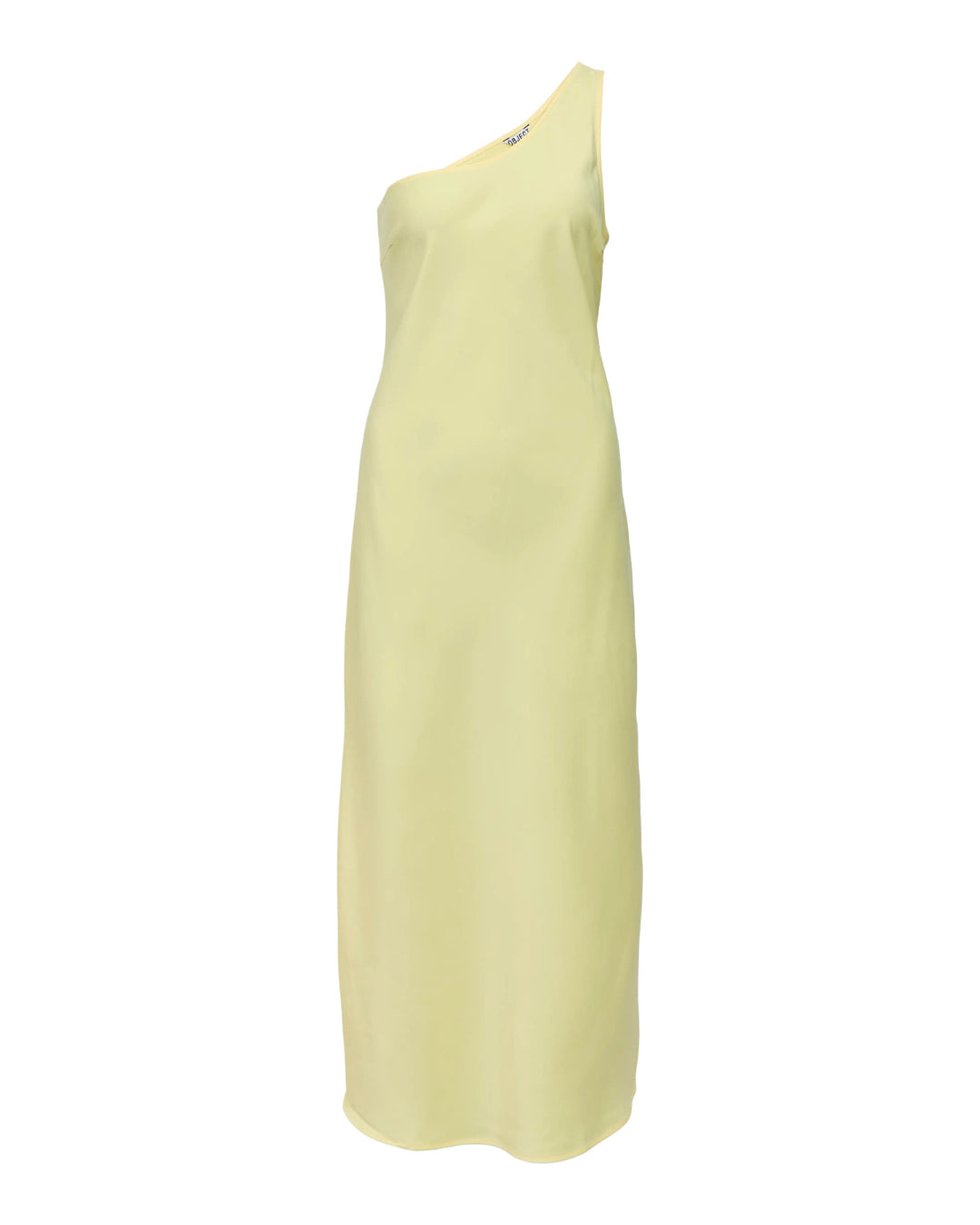 Produktbillede af gul NAT oneshoulder kjole. Set forfra. Fra BySofieSønderby