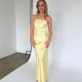 NAT stropløs kjole, gul