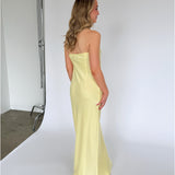 NAT stropløs kjole, gul