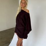 NIKITA one shoulder kjole, brun