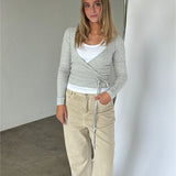 NOELLE wrap bluse, grå
