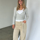 NOELLE wrap bluse, grå