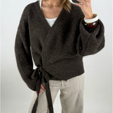 OLINE slå om cardigan, brun