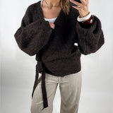 OLINE slå om cardigan, brun