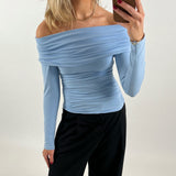 OLIVE bluse, lyseblå